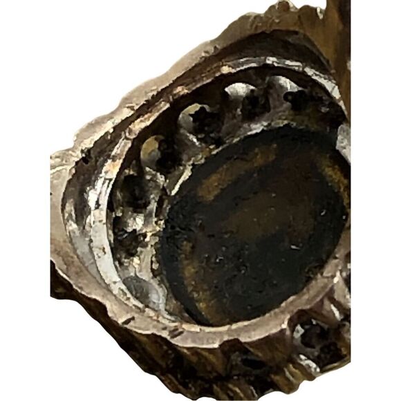 Vintage Estate Sterling Silver Art Deco Cocktail Ring Size 6 Blue Center Opal - Picture 14 of 16